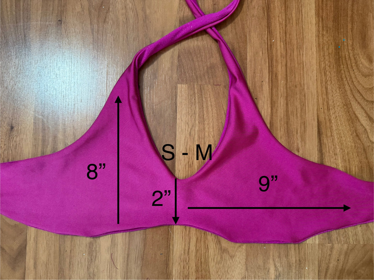Seamless hot pink glitter bikini top