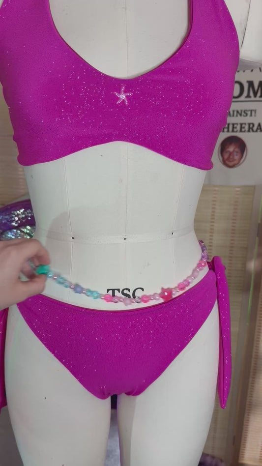 Blue/Pink/Purple beaded waist jewelry