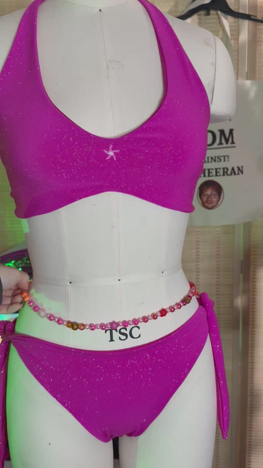 Red/Pink Beaded Waist Jewelry